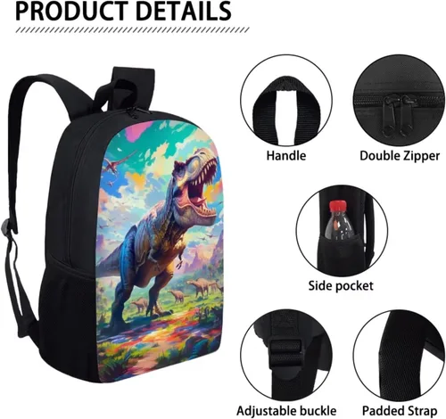 Miniatura 21 de HUGS IDEA Juego de 3 bolsas escolares con aislamiento térmico para el almuerzo, estuche para lápices