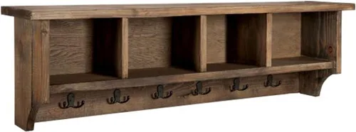 Miniatura 8 de Alaterre Furniture Perchero Industrial Pomona de 48 Pulgadas Montado en Pared con 6 Ganchos Resistentes y 4 Compartimentos Abiertos, Organizador