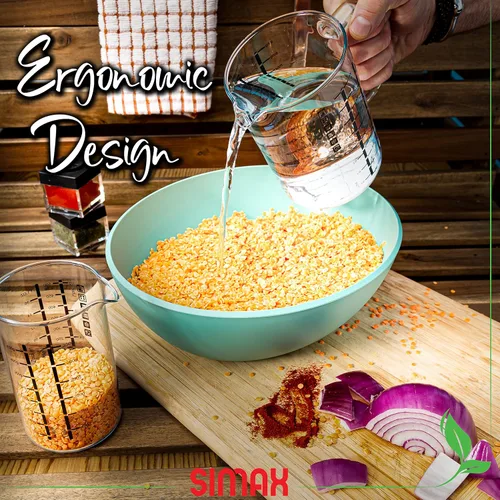 Miniatura 5 de Simax Vaso medidor de vidrio, vidrio de borosilicato duradero, paquete de 2 incluye 32 onzas y 16 onzas, medidas métricas fáciles de leer en litros
