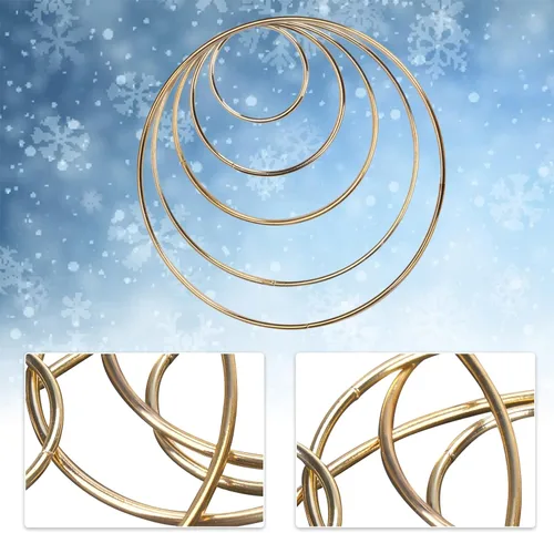 Miniatura 3 de BigOtters Atrapasueños, 10 anillos de macramé de metal dorado para hacer coronas de boda, decoración de manualidades colgantes en la pared, 5