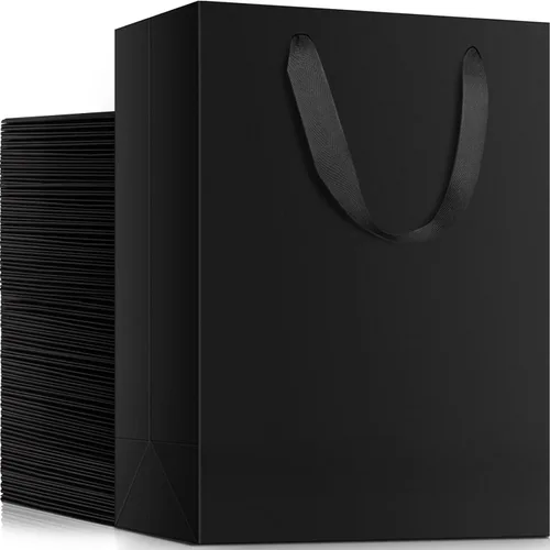 Miniatura 15 de EUSOAR Bolsas de compras y mercancías, tamaño mediano, 25 piezas de 7.8 x 3.9 x 11 pulgadas, bolsas de regalo reciclables de papel kraft marrón