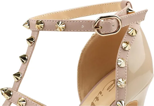 Miniatura 5 de Eithy Sandalias de verano con tirantes delgados y tacón alto para mujer, con tiras y puntera puntiaguda, para fiestas, uso diario, para la noche, Oro