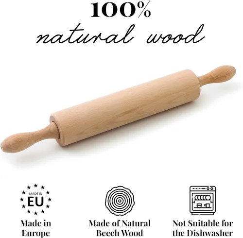 Miniatura 3 de tuuli Kitchen Professional Classic - Rodillo de madera con centro giratorio (17,3 x 2,2 pulgadas)