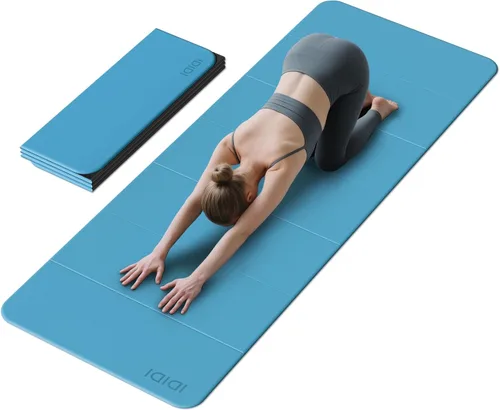 Miniatura 11 de Tapete plegable extra grande de yoga y fitness de 0.315 pulgadas (74 x 31.5 x 0.32 pulgadas), tapete de pilates ligero y antideslizante de doble