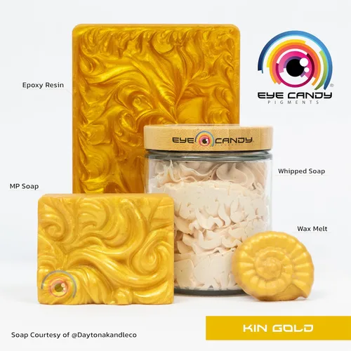 Miniatura 2 de Pigmentos Eye Candy Oro Mica en Polvo Premium - Kin Gold (25gr) - para Epoxi, Resina, Jabón, Pintura, Carpintería, Vaciado de Acrílico, Bombas