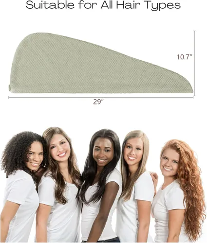 Miniatura 2 de ROLSHOL Paquete de 4 Toallas Envolventes de Microfibra Extra Grandes para Cabello para Mujeres Súper Absorbentes y de Secado Rápido con Botón