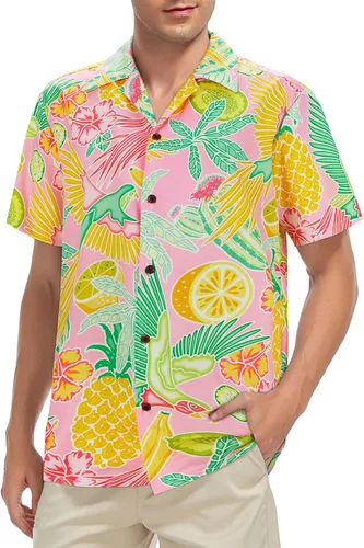 Miniatura 113 de Camisa hawaiana para hombre, con estampado floral, cómoda, con botones, casual, manga corta, ropa de playa para hombre