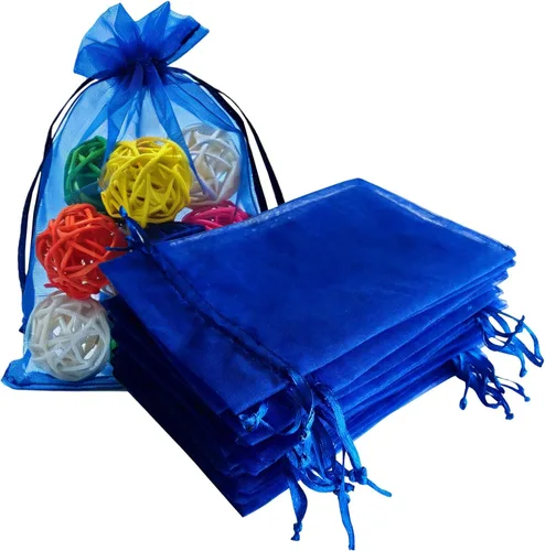 Miniatura 12 de 100 bolsas de papel de regalo de 4 x 6 pulgadas, color negro, tela de tul transparente, bolsas reutilizables con cordón para regalos de baby shower