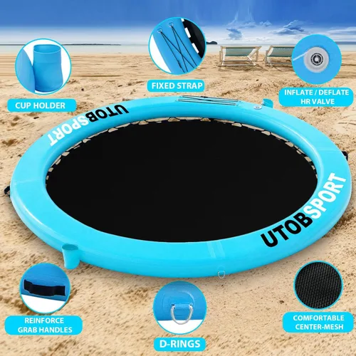 Miniatura 2 de Inflatable Water Hammock Floating Dock 8FT / 10FT Water Floating Island Raft for Lake Boat Pool Ocean Adults Kids, with W/Cupholder & Pump