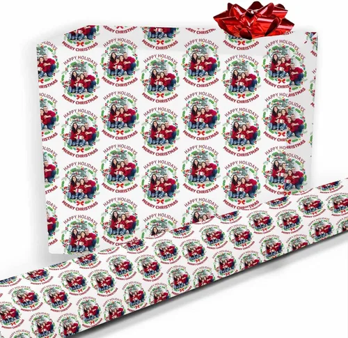 Miniatura 16 de Papel de regalo personalizado, divertido papel de regalo para cara, foto, nombre, Día del Padre, rollo de regalo para papá, hombres, mujeres, niños