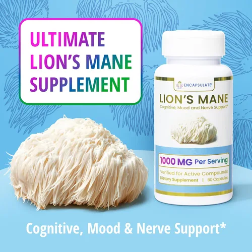 Miniatura 4 de ENCAPSULATE Lion's Mane Cápsulas Extracto 8:1 – Extracto de hongo orgánico 8:1 cuerpo fructífero de primera calidad – Suplemento de hongos