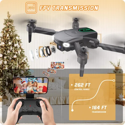 Miniatura 9 de Dron plegable con cámara para niños principiantes – Juguetes de helicóptero de control remoto, regalos para niños y niñas, 1080P HD FPV RC Drones