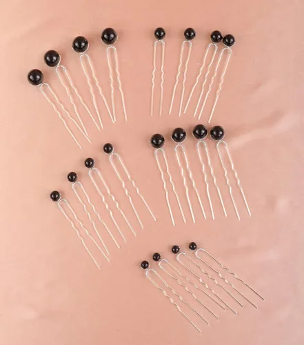 Miniatura 4 de Xerling 20 horquillas para el pelo de perlas negras, accesorios vintage para el cabello para niñas, tocados bohemios y mujeres (negro)