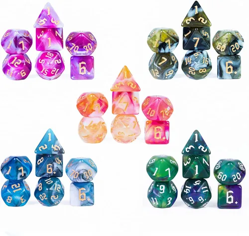 Miniatura 18 de 5 juegos de dados DND, juego de dados poliédricos (35 piezas) con bolsa de troquel de cuero, juego de troqueles D&D para juegos de mesa RPG