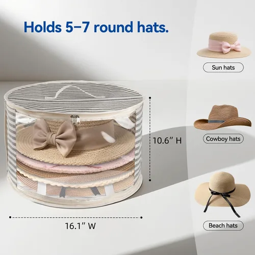 Miniatura 6 de Bolsa Organizadora de Sombreros ComfortKeeper de 1 Paquete con Ventana Transparente, Capacidad para hasta 7 Sombreros, Organizador de Sombrero