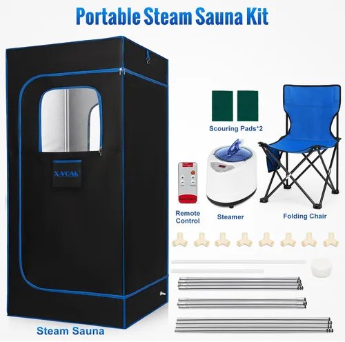Miniatura 7 de X-Vcak Sauna para 2 personas, sauna portátil con 5 capas impermeables, tienda de campaña de sauna de vapor portátil con 2 vapores, 2 sillas