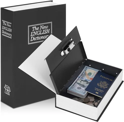Miniatura 9 de KYODOLED - Caja fuerte con forma de libro, con cerradura de combinación, caja portátil de seguridad secreta, para ocultar dinero, metálica