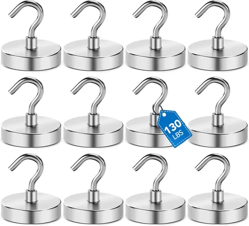 LOVIMAG - Ganchos magnéticos de 120 libras de alta resistencia, ganchos magnéticos de neodimio fuertes para el hogar, cocina, lugar de trabajo,