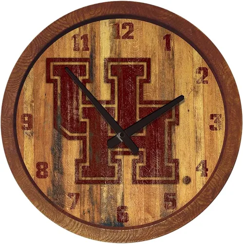 Miniatura 153 de The Fan-Brand NCAA Oklahoma Sooners: Reloj de pared con parte superior de barril de imitación para decoración de bar, decoración de fiesta