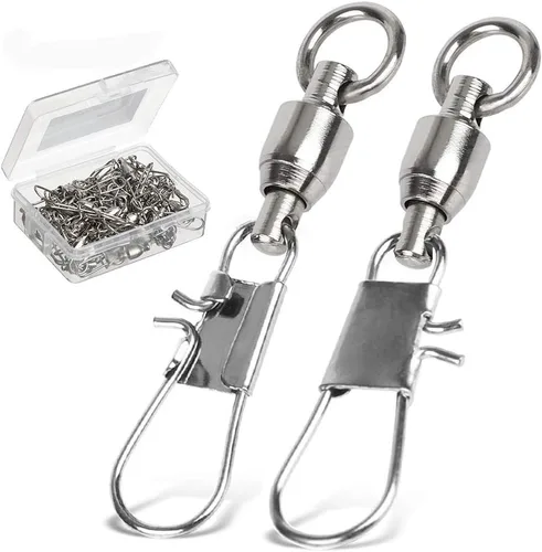 AMYSPORTS - Giras de pesca con broche de enganche de seguridad, rodamientos de bolas, broches giratorios de pesca, aparejos de pesca para agua