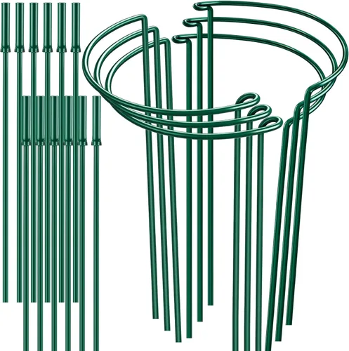 Miniatura 9 de HiGift Estacas de soporte para plantas, paquete de 6 jaulas y soportes de peonía de metal, jaula de soporte para plantas de jardín, anillo
