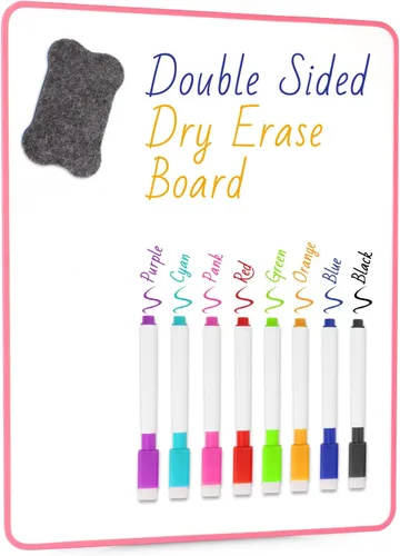 Miniatura 8 de Small White Dry Erase Board Double Sided，Small Dry Erase Board 14x11 Inch,Mini White Board with 8 Markers for Students Office Kitchen Blue