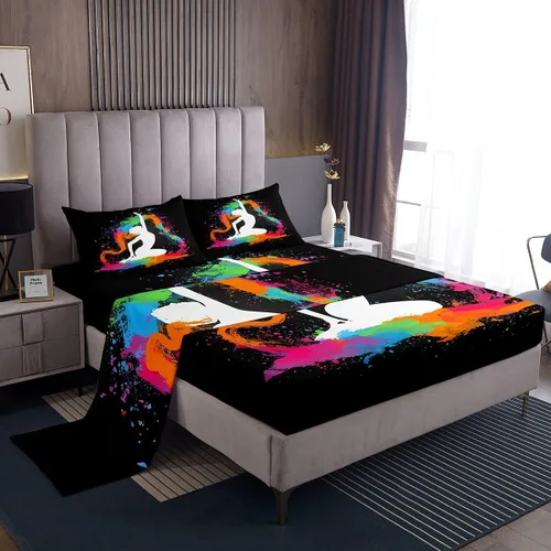 Miniatura 19 de Erosebridal Juego de ropa de cama para niños, sábanas kawaii con diseño de gato, tamaño individual, juego de cama de 3 piezas con 1 sábana bajera, 1