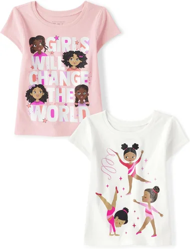 Miniatura 8 de The Children's Place Camisetas estampadas de manga corta para bebés y niñas pequeñas, con diseño de unicornios y mariposas, a la moda, paquete de 3