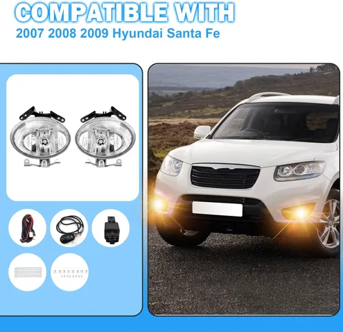Miniatura 6 de Boxlight - Luces antiniebla compatibles con Hyundai Santa Fe 2007 2008 2009, un par de luces antiniebla con lente transparente para parachoques