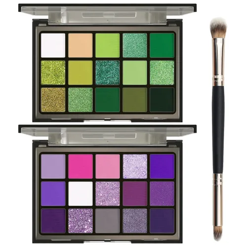 Miniatura 12 de UCANBE Paleta de sombra de ojos ahumada en negro, 15 colores de sombras de ojos oscuras brillantes mate metálicas, kit de sombras de ojos altamente