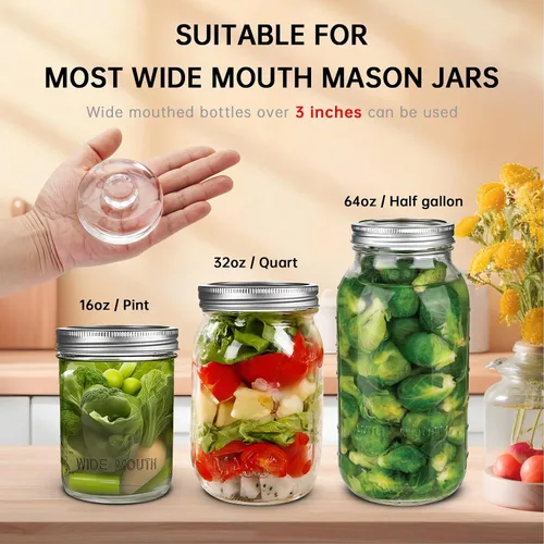 Miniatura 6 de Pesas de vidrio de fermentación con asas de fácil agarre, pesas transparentes para conservas y peso de vidrio de decapado para frascos Mason de boca