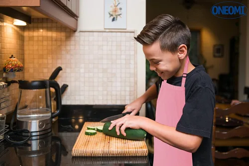 Miniatura 7 de Delantal para niños, pequeño, 100% algodón con una correa ajustable para adaptarse a todas las edades Rosa