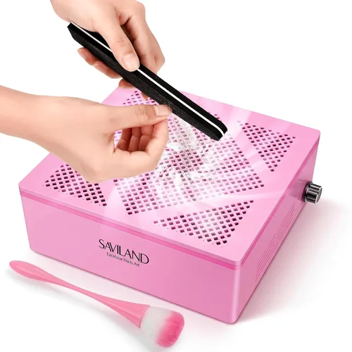 Miniatura 9 de SAVILAND Colector de Polvo para Uñas con Lámpara – Potente Ventilador de Vacío para Uñas 40W Colector Extractor de Polvo Eléctrico Máquina de A-Rosa