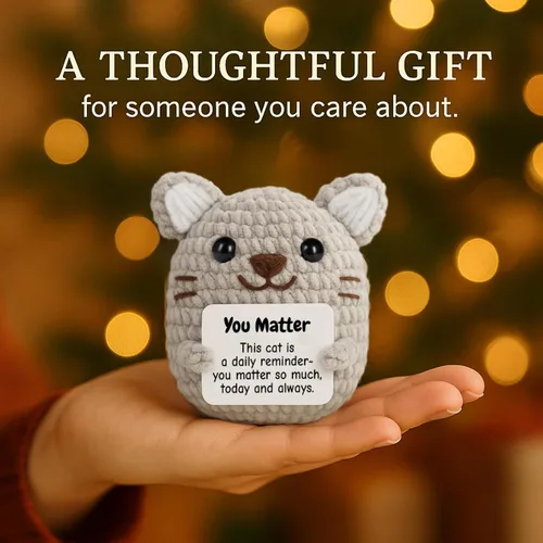 Miniatura 7 de DEYBA Gato de ganchillo de apoyo emocional: animales de ganchillo positivos, regalo inspirador para mujeres, hombres, parejas, amigos, familia