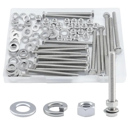 Miniatura 23 de Tornillo de cabeza hexagonal 1/4-20 x1 (20 unidades), tuercas de bloqueo, kits de arandelas planas y de bloqueo, acero inoxidable 304 18-8