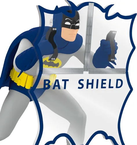 Miniatura 5 de Adorno de Navidad Hallmark Keepsake 2025, Batman de la serie clásica de televisión detrás del escudo del murciélago, regalos para los fans de DC