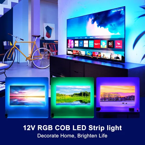 Miniatura 3 de AXMOTUT Tira de luces LED Bluetooth RGB COB, tira de luz LED regulable de 12 V de 9.8 pies con aplicación inteligente y control remoto