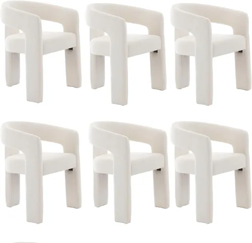 Miniatura 20 de Modern Barrel - Silla de comedor tapizada con brazos, cómoda silla auxiliar de terciopelo para sala de estar, oficina en casa, recepción