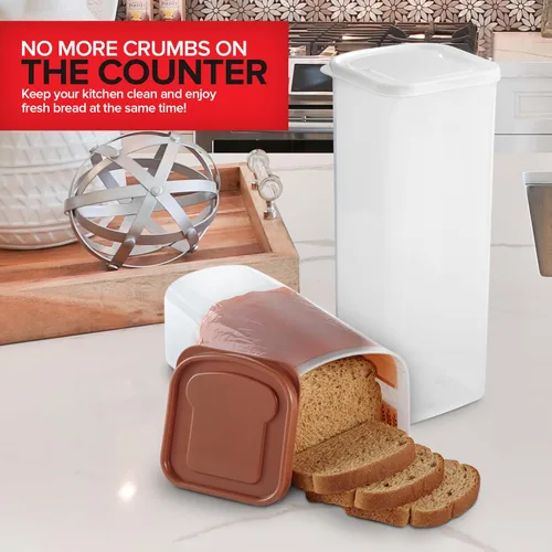 Miniatura 7 de Stock Your Home Recipiente para pan (paquete de 2) para pan, contenedor de almacenamiento de pan fresco, protector de pan transparente, soporte