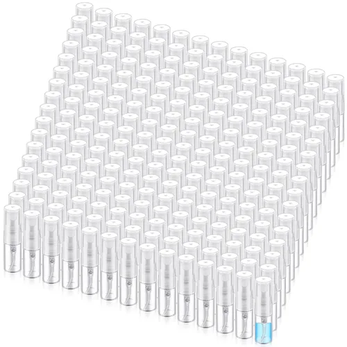Miniatura 8 de Zhehao - 200 unidades de mini botellas de spray de 5 ml, botellas de vidrio transparente para perfume, atomizador de perfume recargable con Tapa