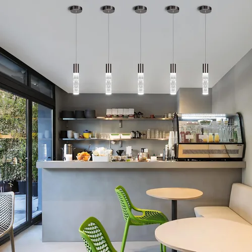 Miniatura 7 de OKELI Lámparas Colgantes Modernas, Lámparas de Isla LED de Cristal de Burbujas de 3 Colores, Mini Iluminación Colgante Negra para Isla de Cocina