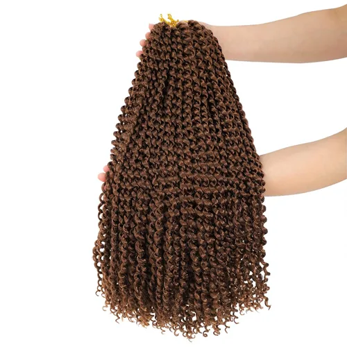 Miniatura 7 de Dansama - 7 paquetes de extensiones de cabello trenzado ondulado Passion Twist, extensiones de cabello de trenzas con ganchillo estilo mariposa, #1B