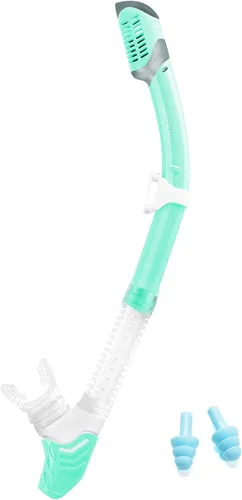 Miniatura 8 de Supertrip Snorkel seco para adultos, buceo con protector contra salpicaduras y válvula superior, esnórquel de buceo libre para adultos y jóvenes