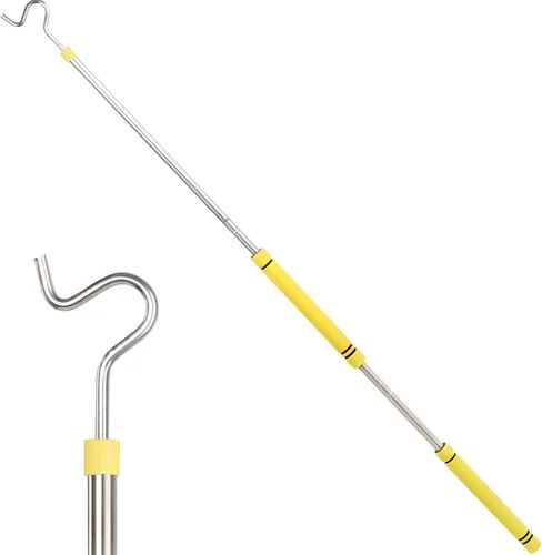 Miniatura 10 de Poste con Gancho para Ropa, Gancho Extensor para Colgar Ropa, Luces y Plantas, Extensible de 35" a 50", Hecho de Tubo de Acero Inoxidable con Mango
