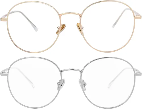 Miniatura 16 de Kursan - Gafas con filtro de luz azul para mujeres y hombres, elegantes, con armazón redonda de metal, lentes transparentes