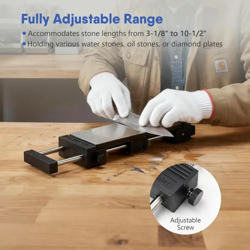 Miniatura 5 de SCOTTCHEN Soporte para piedra de afilar solo para mesa, base de piedra de afilar de acero inoxidable 304, goma antideslizante ajustable, resistente