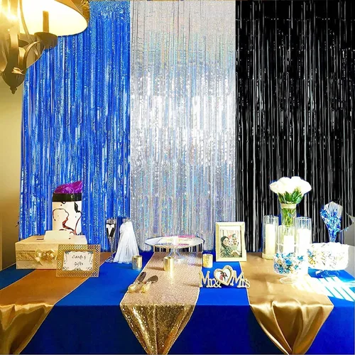 Miniatura 3 de Decoraciones de graduación azul marino, plateado, negro 2026/azul marino, negro, decoraciones de fiesta de graduación 2026 clase de 2026/cortinas