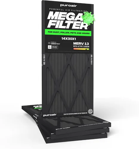 Miniatura 48 de PuroAir Filtro Mega - Filtro de aire de 12x12x1 MERV 13 para el hogar con carbón activado - Filtros alérgenos, caspa de mascotas, humo, polvo