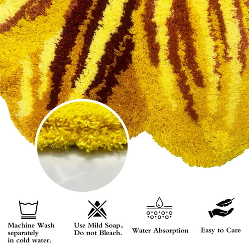 Miniatura 7 de USTIDE Alfombra de girasol esponjosa, alfombra suave y lanuda de flores, hecha a mano, alfombras modernas, lavables, para sala de estar, lavandería