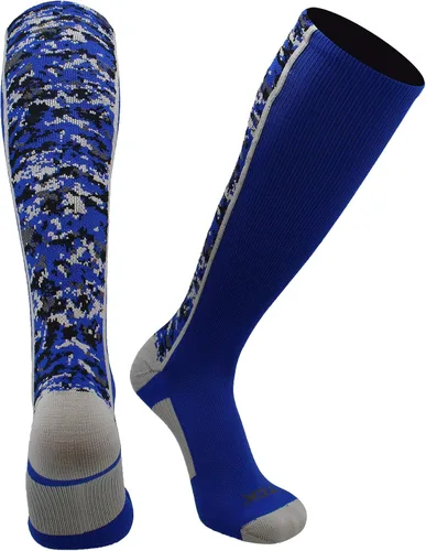 TCK Calcetines de béisbol para jóvenes, niños u hombres, con diseño de camuflaje digital y longitud hasta por encima de la pantorrilla